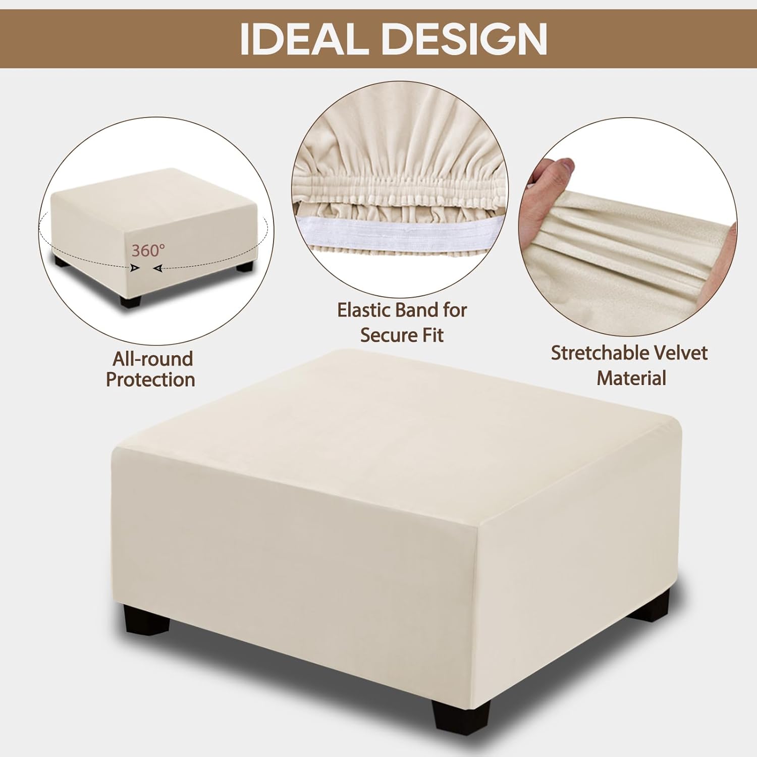 Velvet Ottoman Cover Square