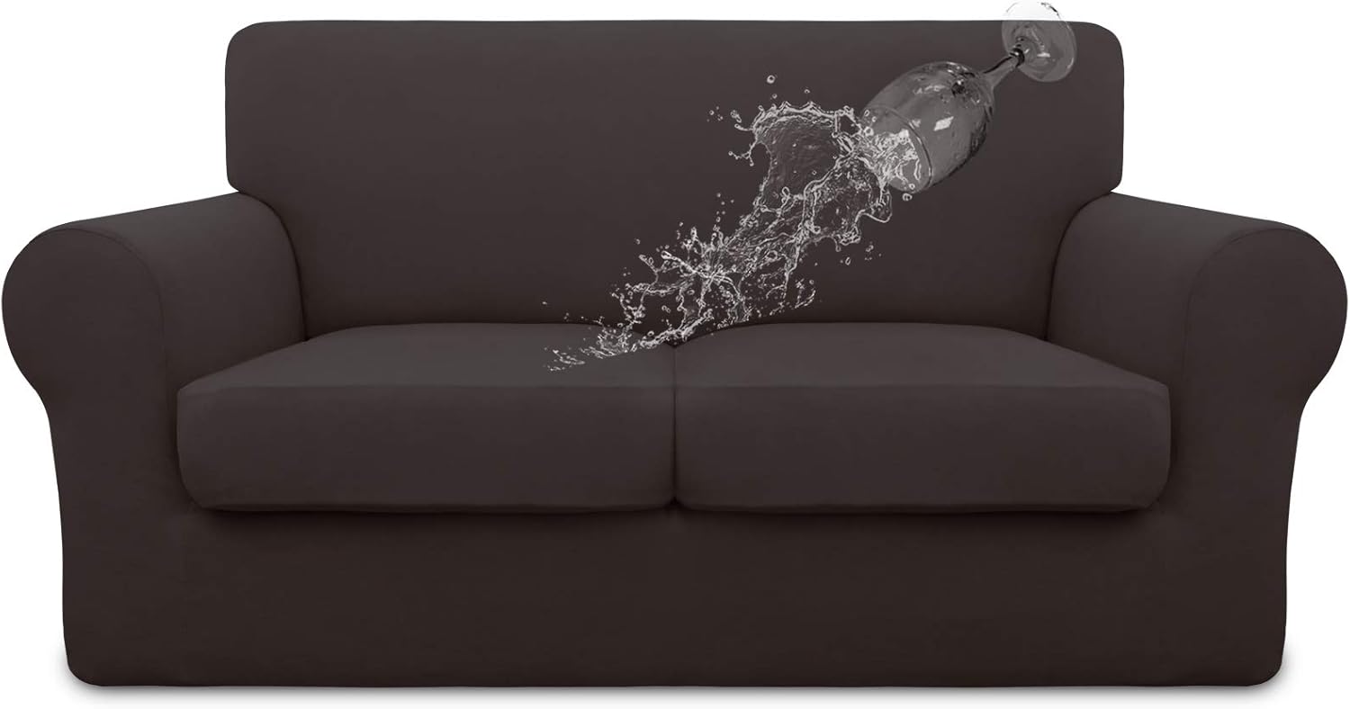 Easy-Going 100% Dual Waterproof 2 Pieces Chair Cover Stretch Soft Couch Cover for Dogs, Sofa Slipcover for 1 Separate Cushion Couch Leakproof Furniture Protector for Kids, Pets Grayish Green