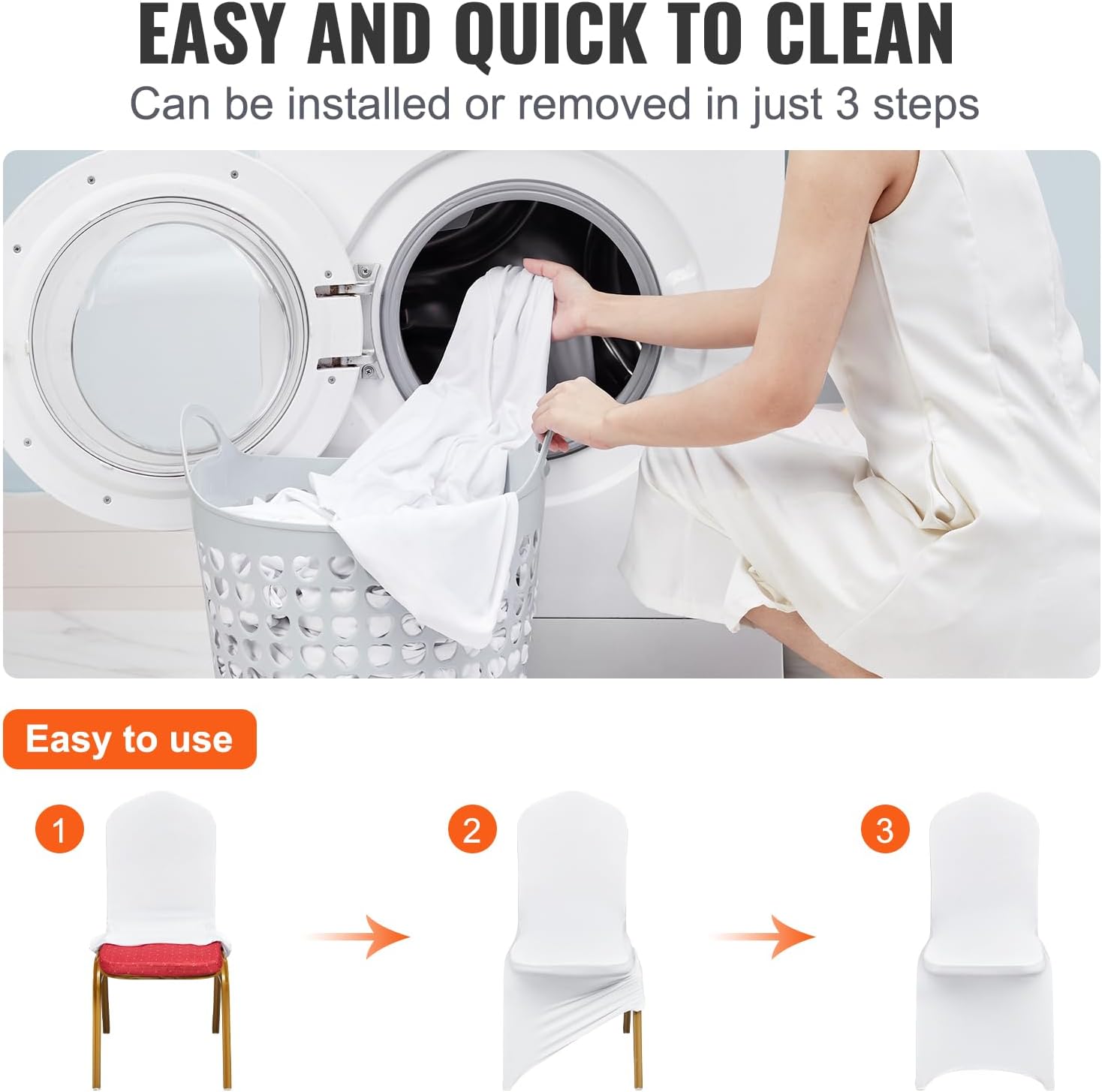 30 PCS White Folding Chair Covers