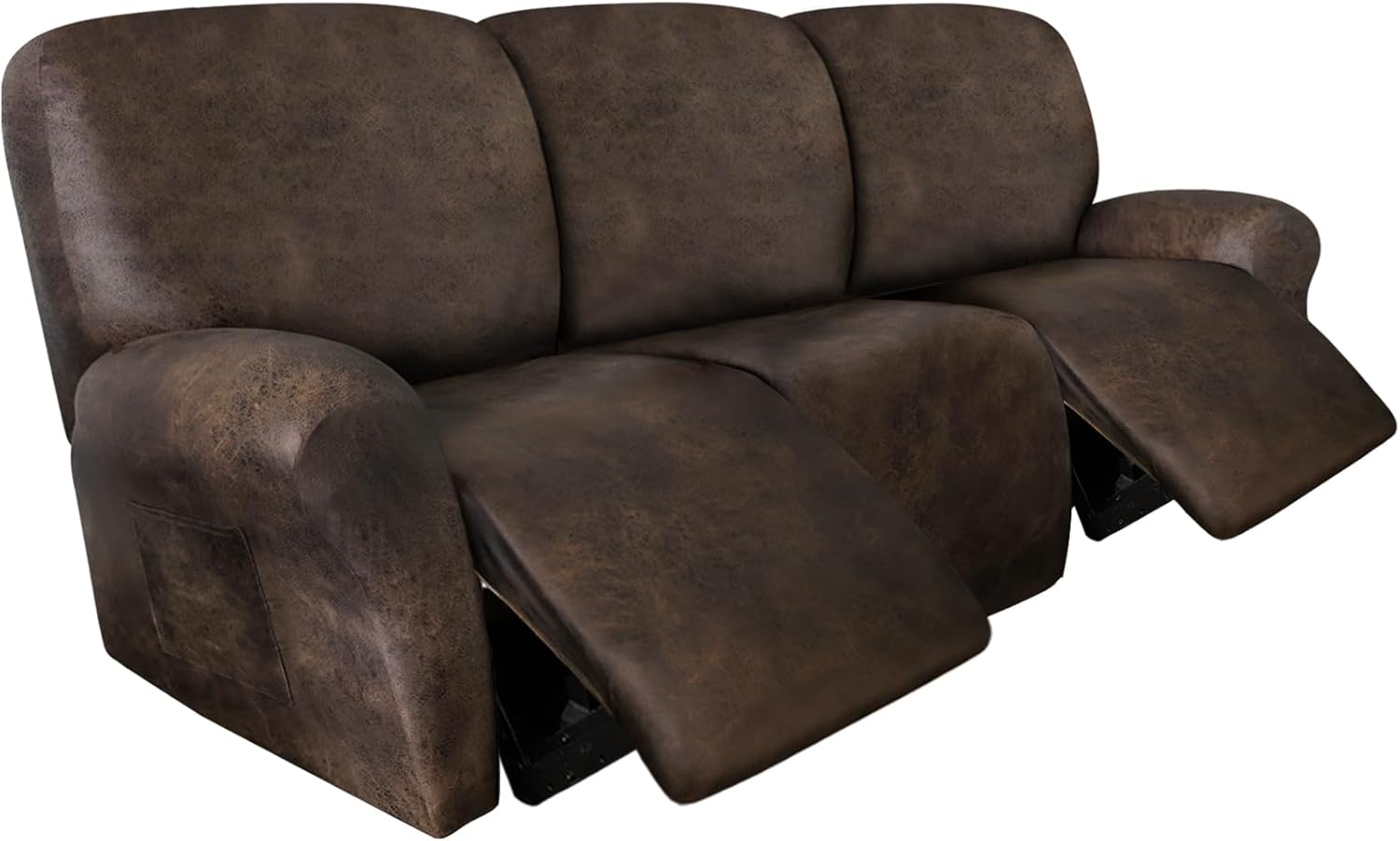 Leather Like Recliner Chair Covers Heavy Duty, 4 Pieces Lazy Boy Recliner Cover for Recliner Chair, Leather Cover for Recliner slipcovers Washable for Pets (Dark Brown)