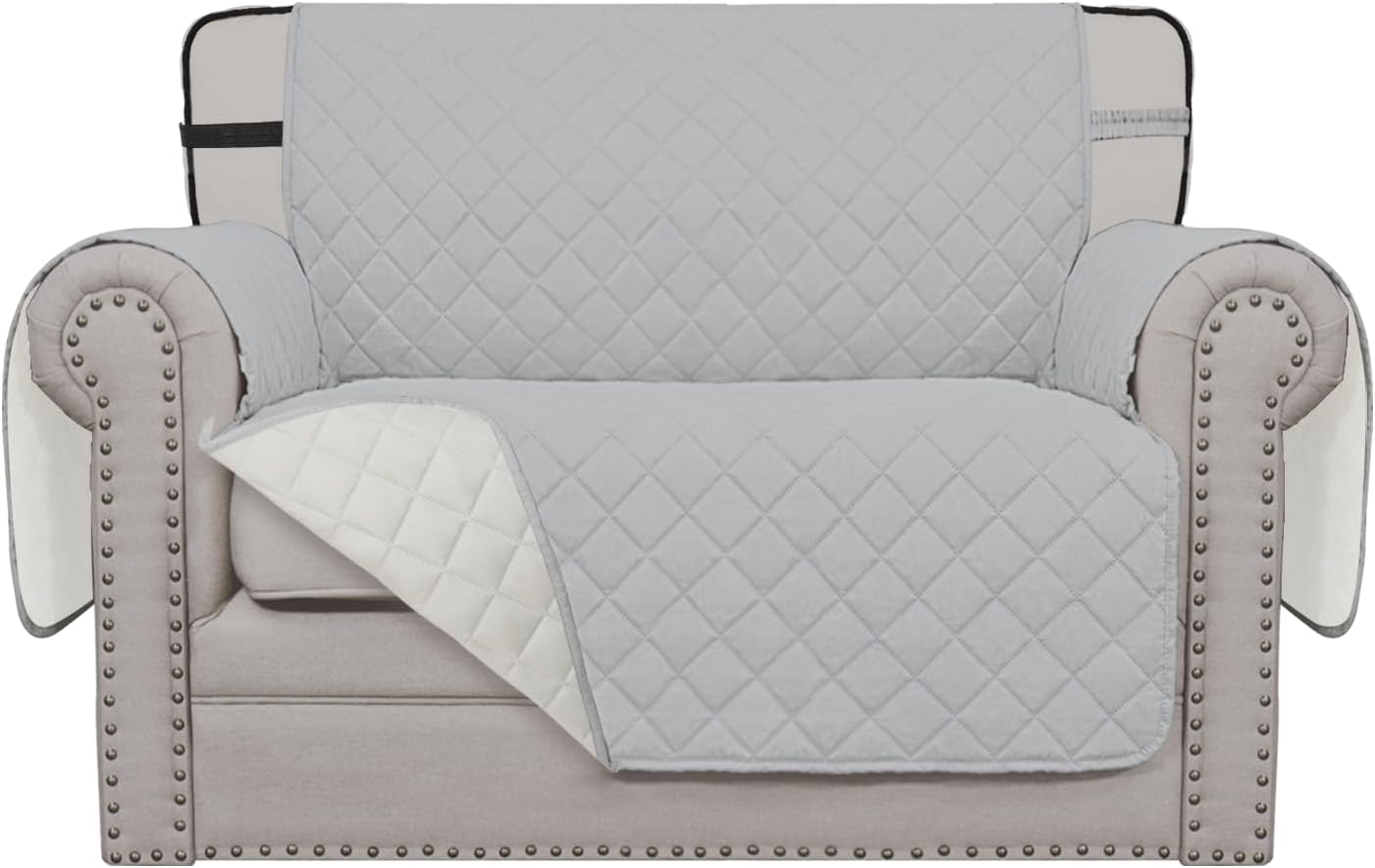 Easy-Going Chair Sofa Slipcover Reversible Sofa Cover Water Resistant Couch Cover Furniture Protector Cover with Elastic Straps for Pets Kids Children Dog Cat (Chair, Gray/Light Gray)