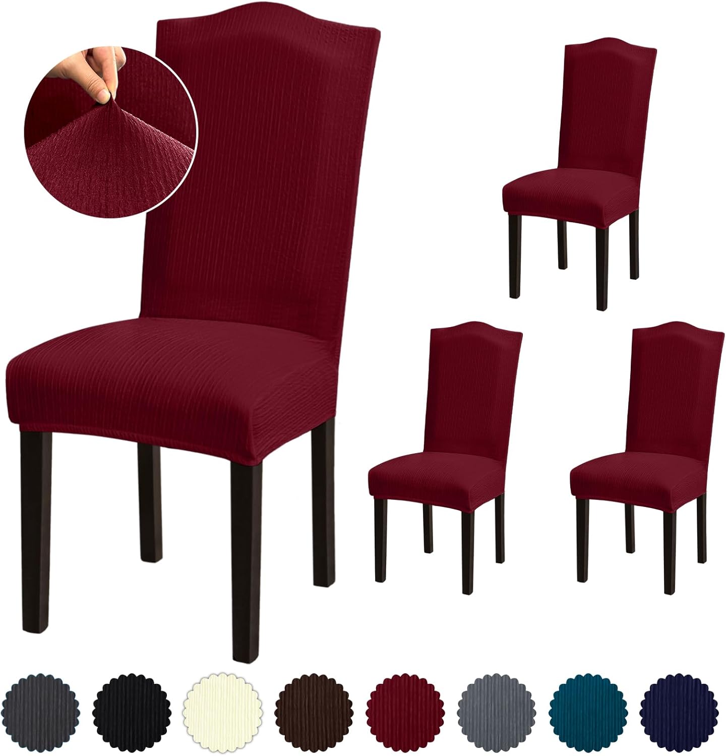 Stretch Dining Room Chair Covers Set of 6, Removable Washable Chair Covers for Dining Chairs,Dining Room, Hotel, Ceremony