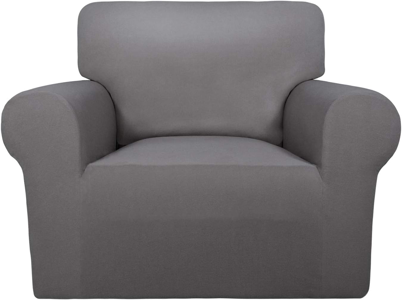 PureFit Super Stretch Chair Sofa Slipcover – Spandex Non Slip Soft Couch Sofa Cover, Washable Furniture Protector with Non Skid Foam and Elastic Bottom for Kids, Pets （Chair, Dark Gray）