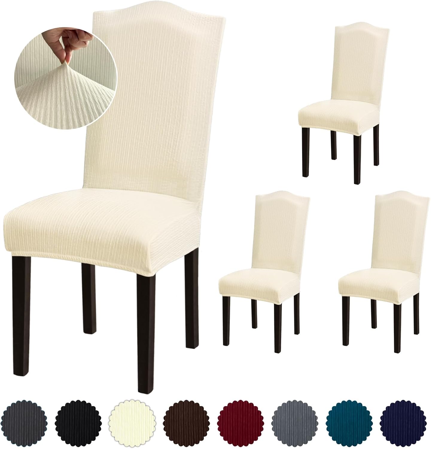 Stretch Dining Room Chair Covers Set of 6, Removable Washable Chair Covers for Dining Chairs,Dining Room, Hotel, Ceremony