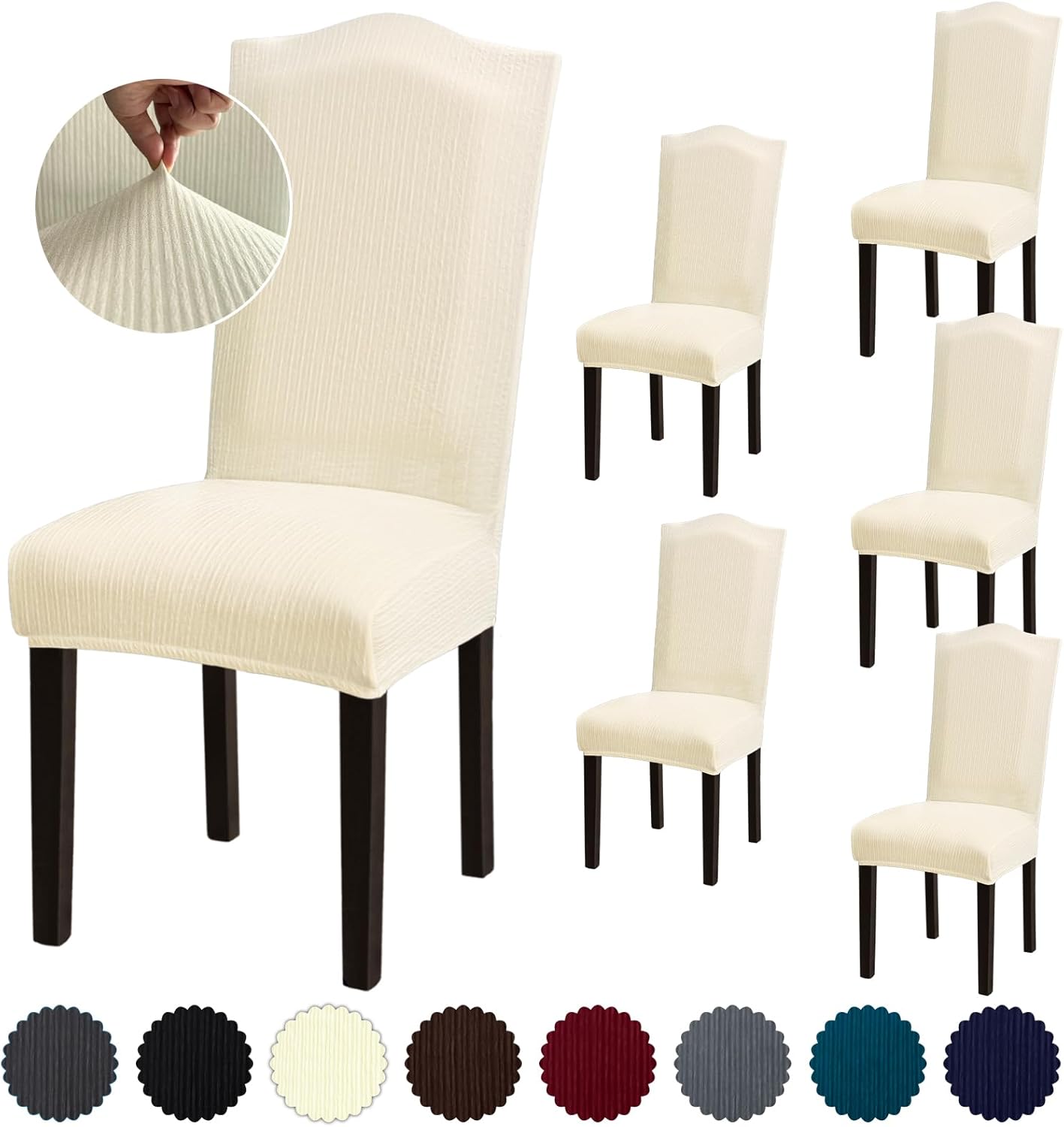Stretch Dining Room Chair Covers Set of 6, Removable Washable Chair Covers for Dining Chairs,Dining Room, Hotel, Ceremony
