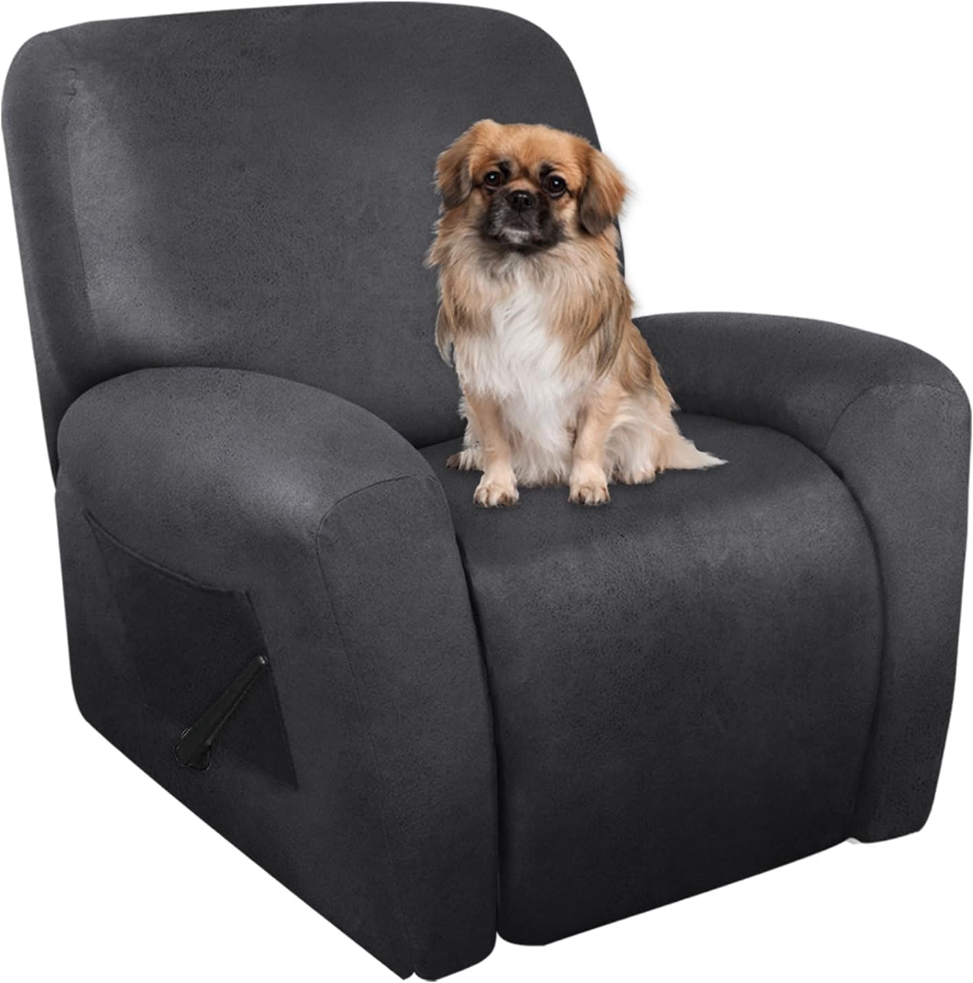 Leather Like Recliner Chair Covers Heavy Duty, 4 Pieces Lazy Boy Recliner Cover for Recliner Chair, Leather Cover for Recliner slipcovers Washable for Pets (Dark Brown)