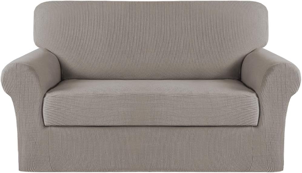 Turquoize 2 Piece Chair Covers for Living Room Armchair Cover Armchair Slipcovers with Arms Feature Thick Jacquard Fabric (Chair,Biscotti Beige)