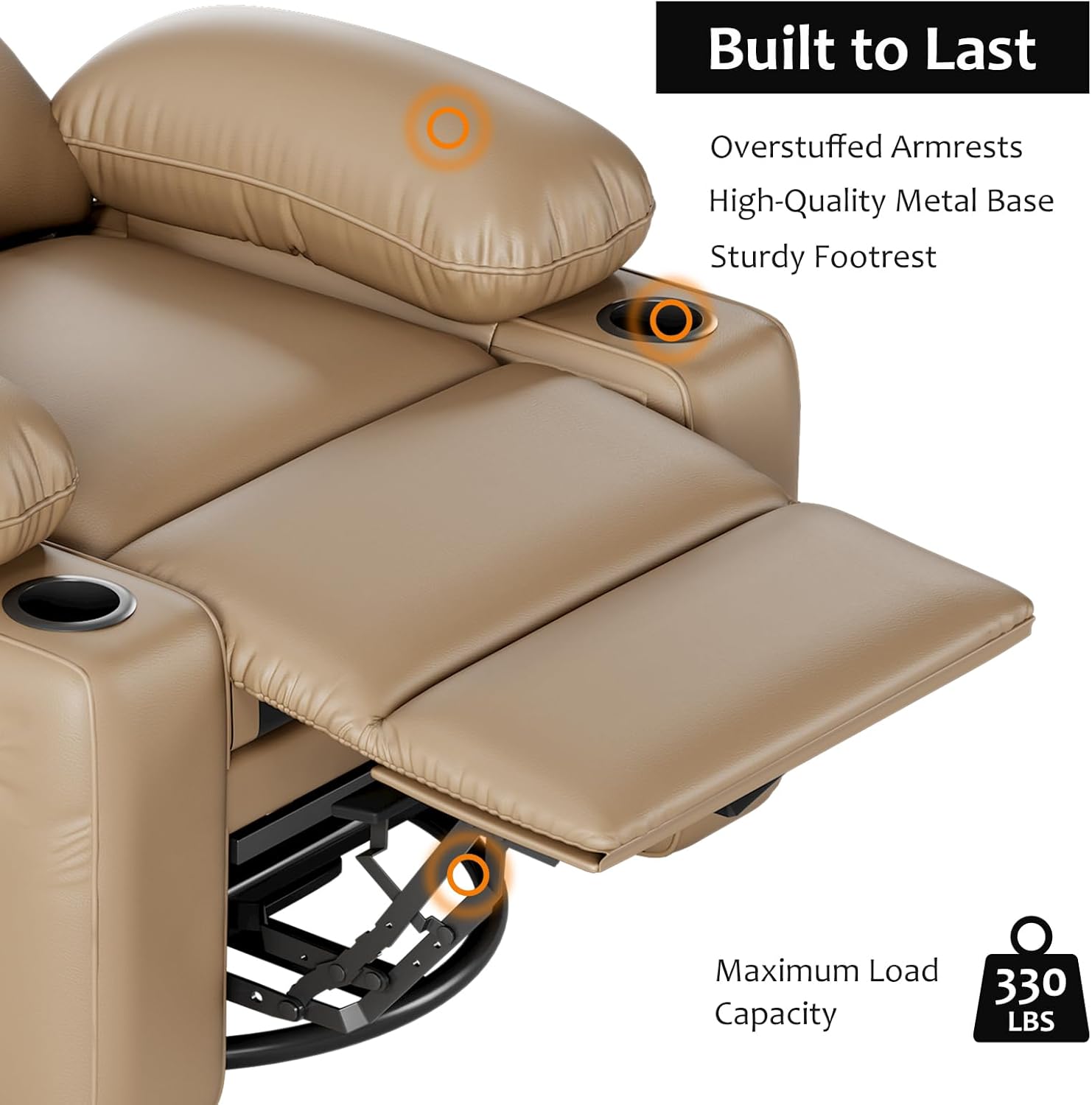 Leather Recliner Chair, Manual Recliner