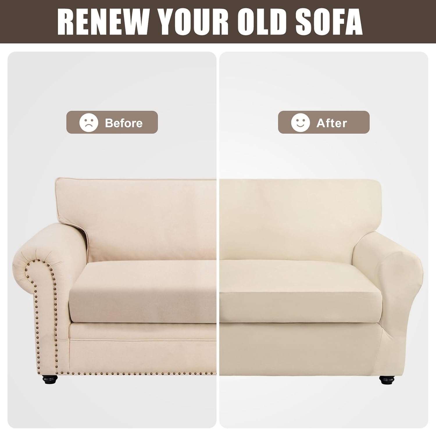 SearchI Stretch Sofa Cover Printed Couch Covers, Floral Pattern 2 Piece Armchair Slipcover with Separate Chair Cushion Cover, Washable Furniture Protector for Living Room(Armchair, Ball Flower)