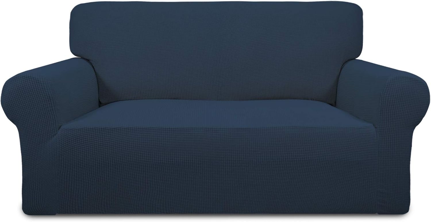 PureFit Stretch Chair Sofa Slipcover – Spandex Jacquard Non Slip Soft Couch Sofa Cover, Washable Furniture Protector with Non Skid Foam and Elastic Bottom for Kids (Chair, Dark Gray)