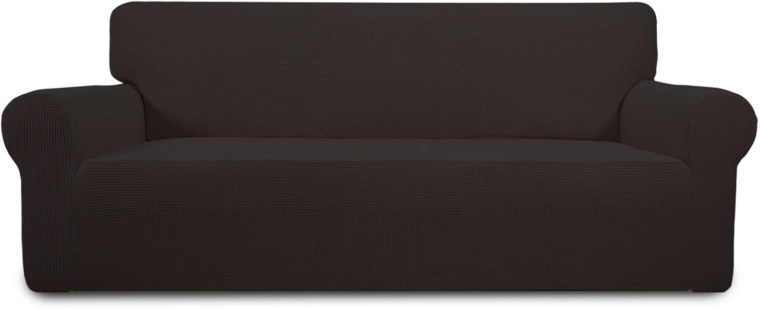 PureFit Stretch Chair Sofa Slipcover – Spandex Jacquard Non Slip Soft Couch Sofa Cover, Washable Furniture Protector with Non Skid Foam and Elastic Bottom for Kids (Chair, Dark Gray)