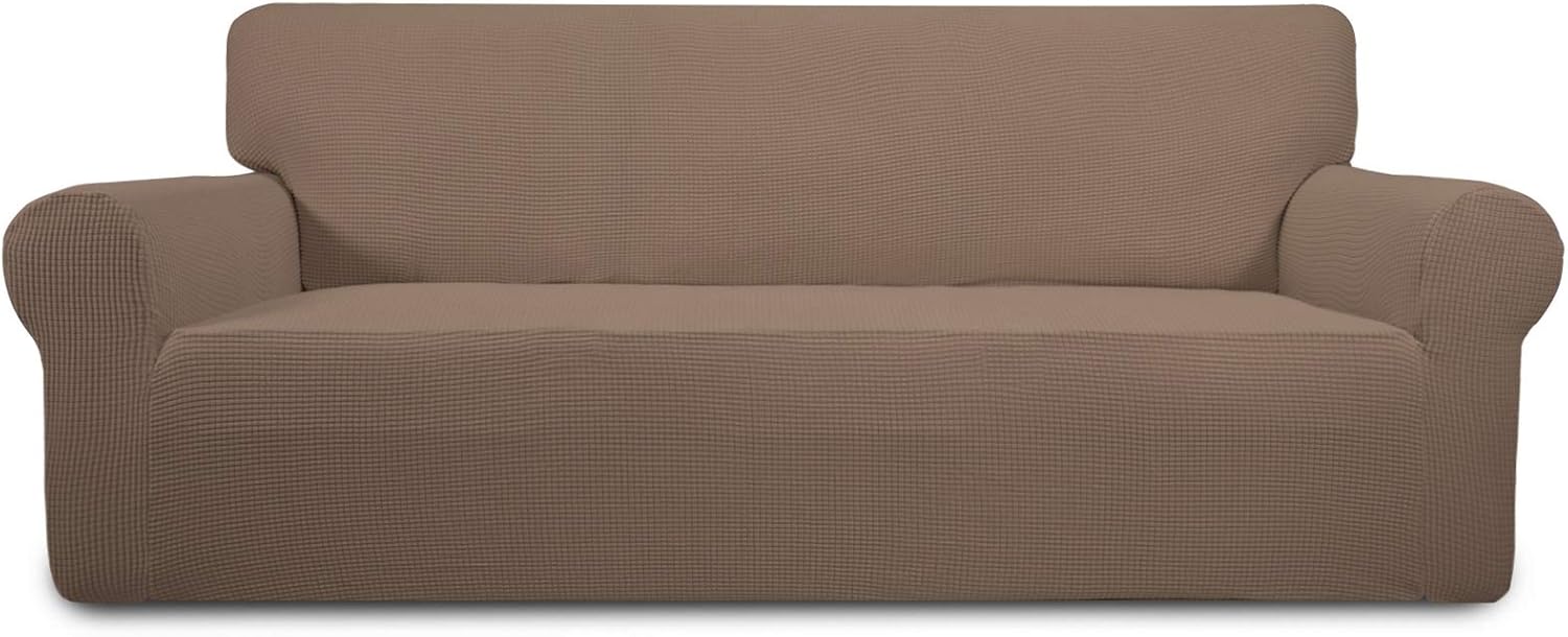 PureFit Stretch Chair Sofa Slipcover – Spandex Jacquard Non Slip Soft Couch Sofa Cover, Washable Furniture Protector with Non Skid Foam and Elastic Bottom for Kids (Chair, Dark Gray)