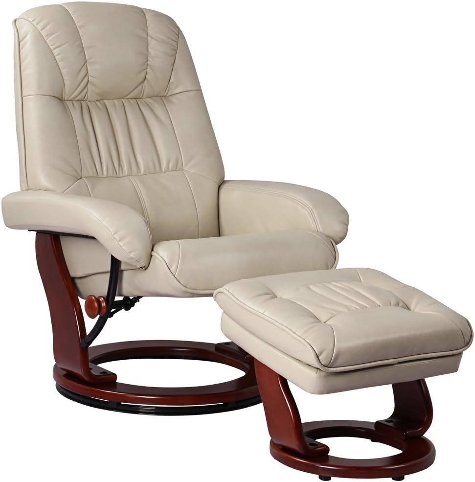 Leather Recliner with Ottoman Chair