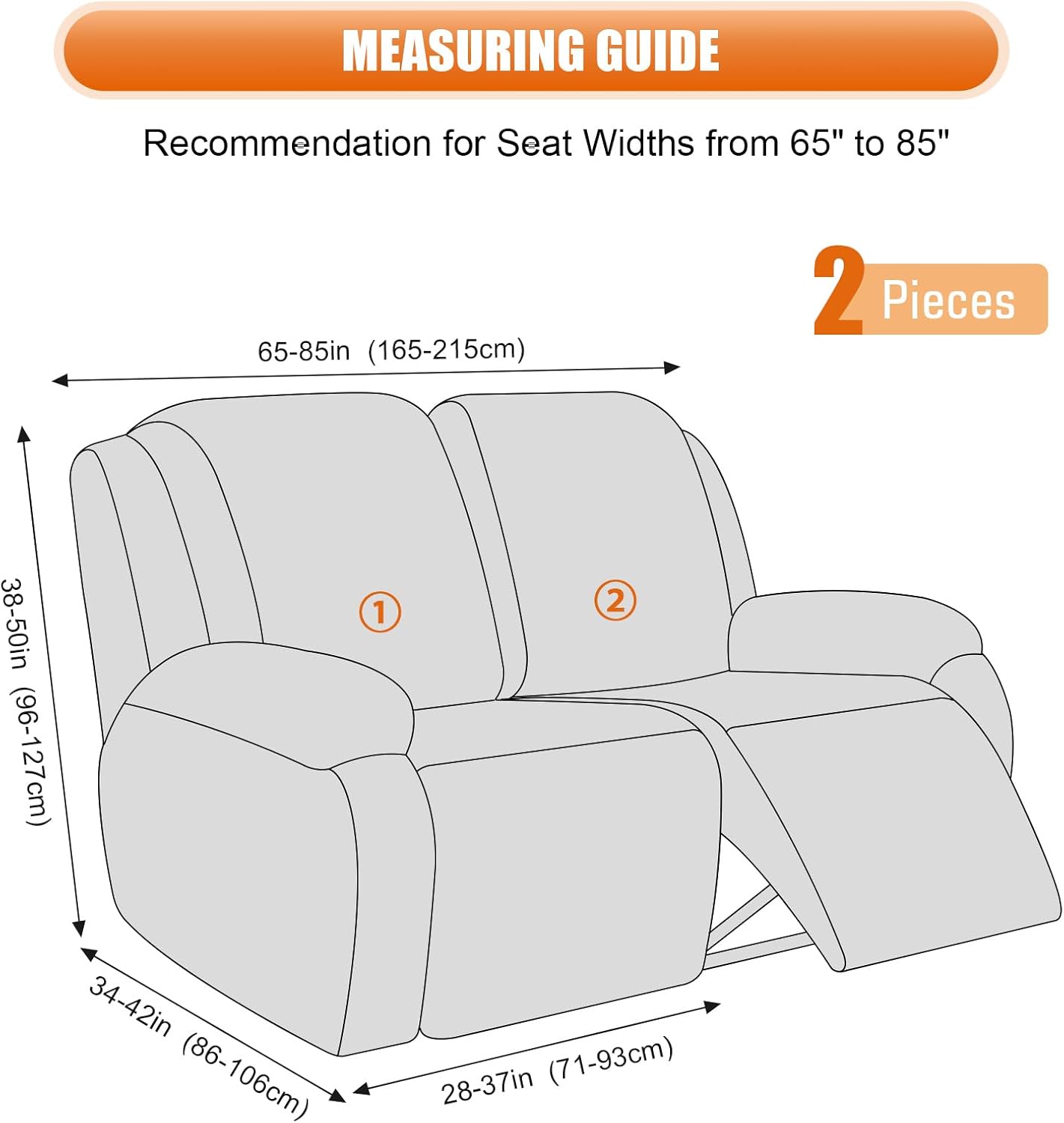 VANSOFY Recliner Chair Cover, 3-Pieces Stretch Recliner Covers for Recliner Chair Soft Reclining Chair Slipcover Furniture Protector for Dogs Cats(Dark Gray)