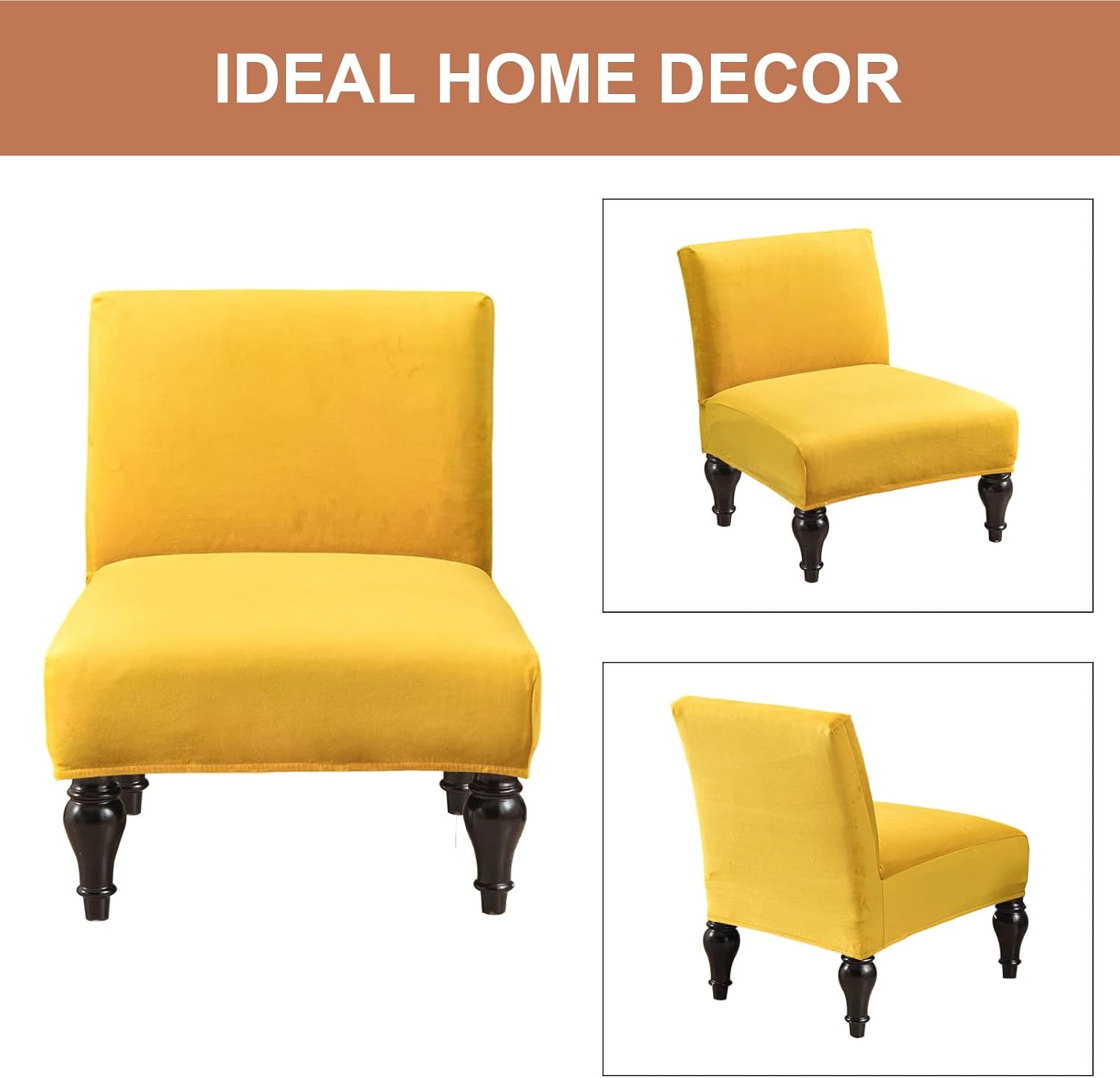 Eco-Ancheng Armless Chair Slipcover Removable Armless Accent Chairs Covers Washable Armless Slipper Chair Slipcover Printed Armless Chair Furniture Protector Covers for Living Dining Room Hotel