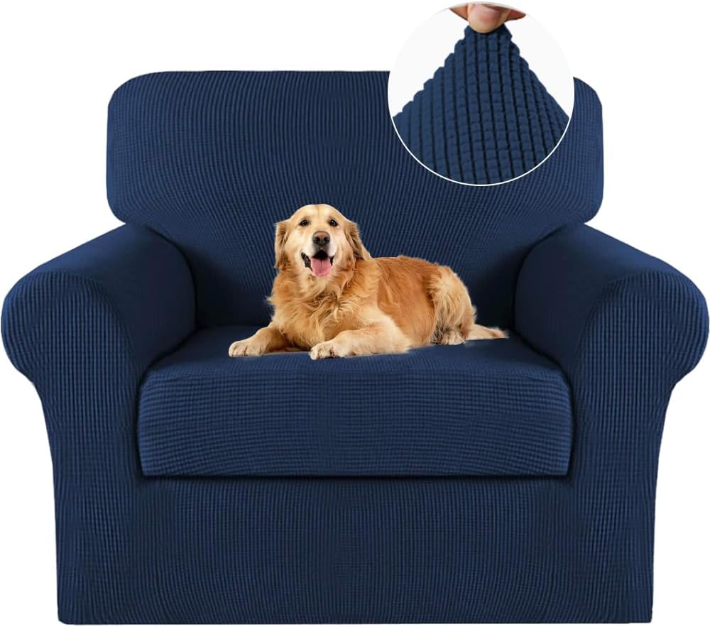 Turquoize 2 Piece Chair Covers for Living Room Armchair Cover Armchair Slipcovers with Arms Feature Thick Jacquard Fabric (Chair,Biscotti Beige)