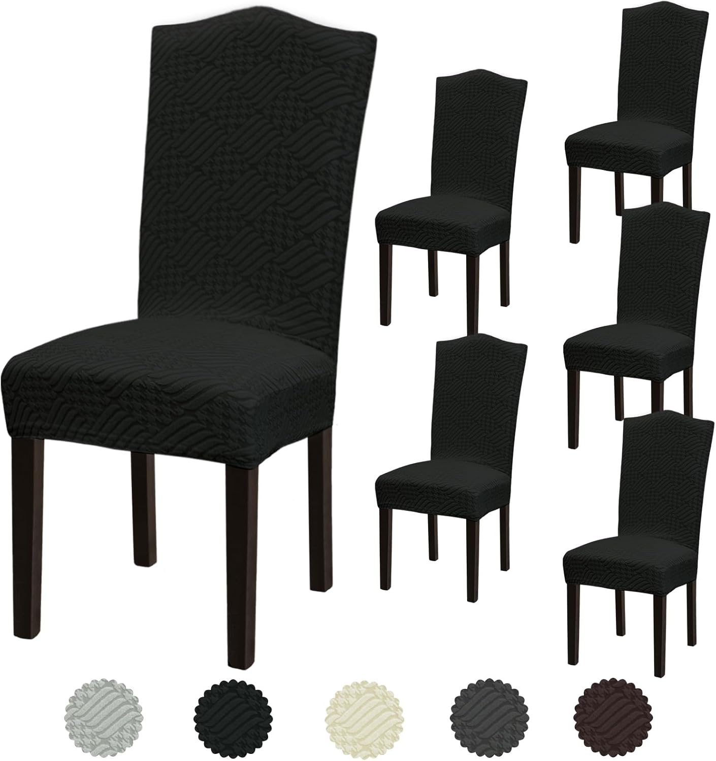 Stretch Dining Room Chair Covers Set of 6, Removable Washable Chair Covers for Dining Chairs,Dining Room, Hotel, Ceremony