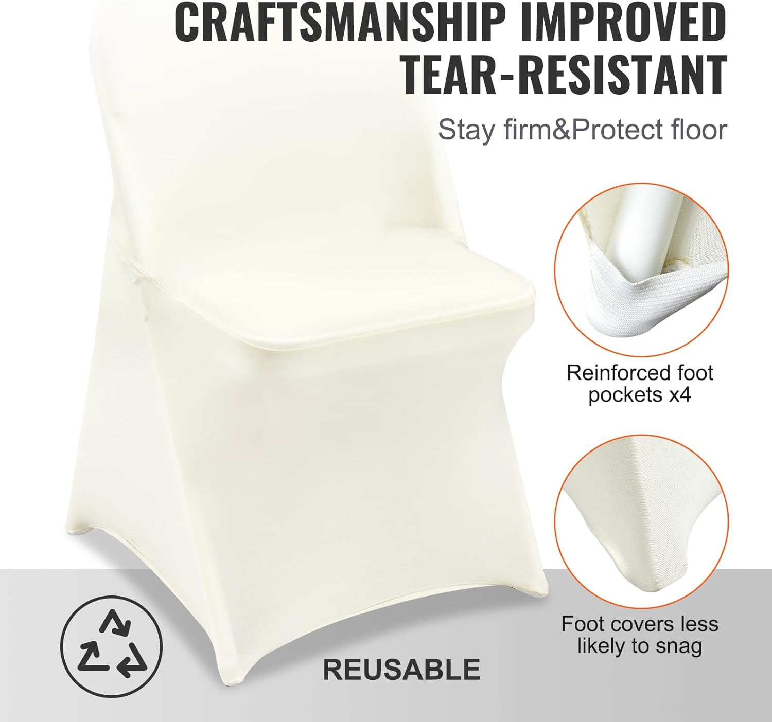 30 PCS White Folding Chair Covers