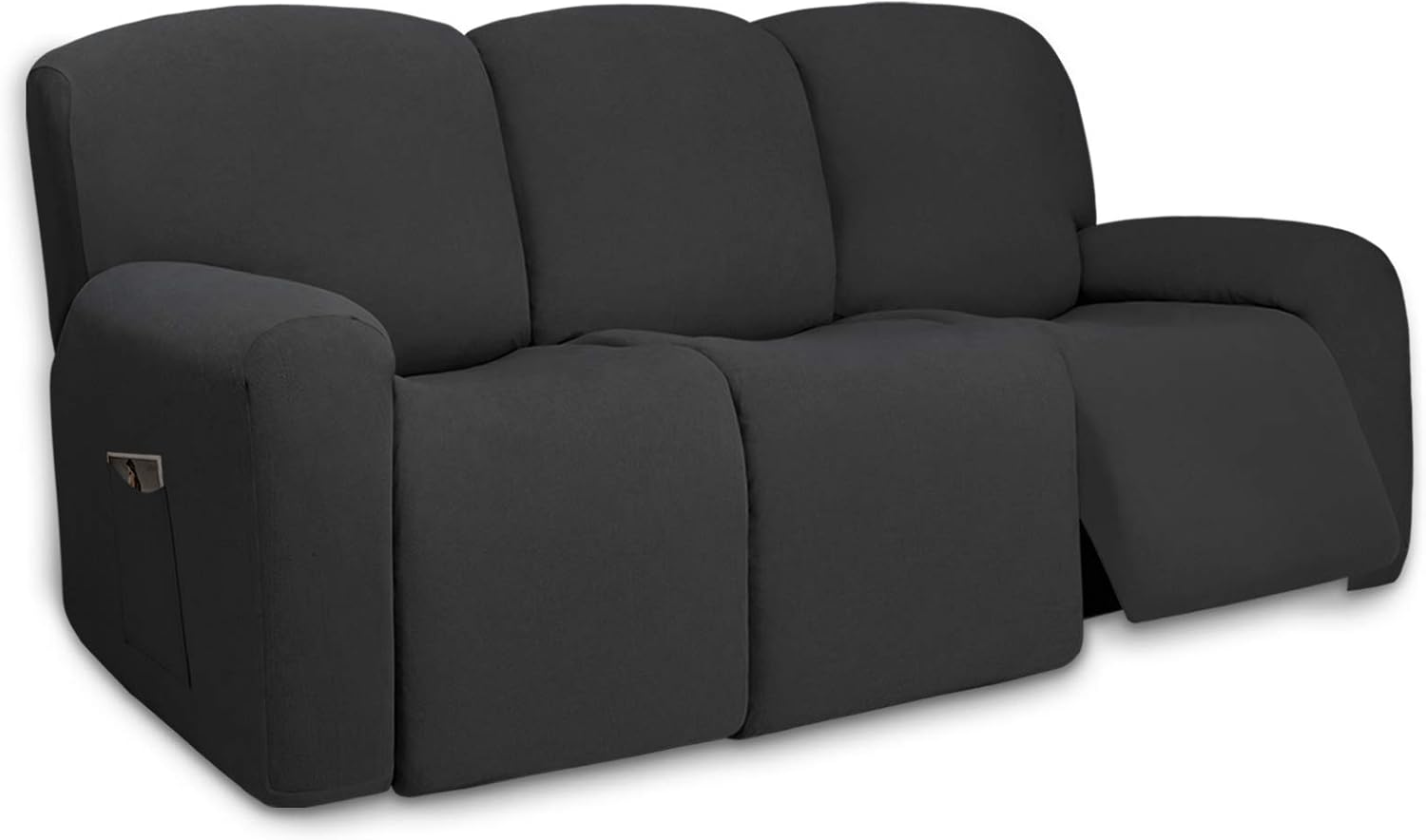 PureFit Super Stretch Chair Sofa Slipcover – Spandex Non Slip Soft Couch Sofa Cover, Washable Furniture Protector with Non Skid Foam and Elastic Bottom for Kids, Pets （Chair, Dark Gray）