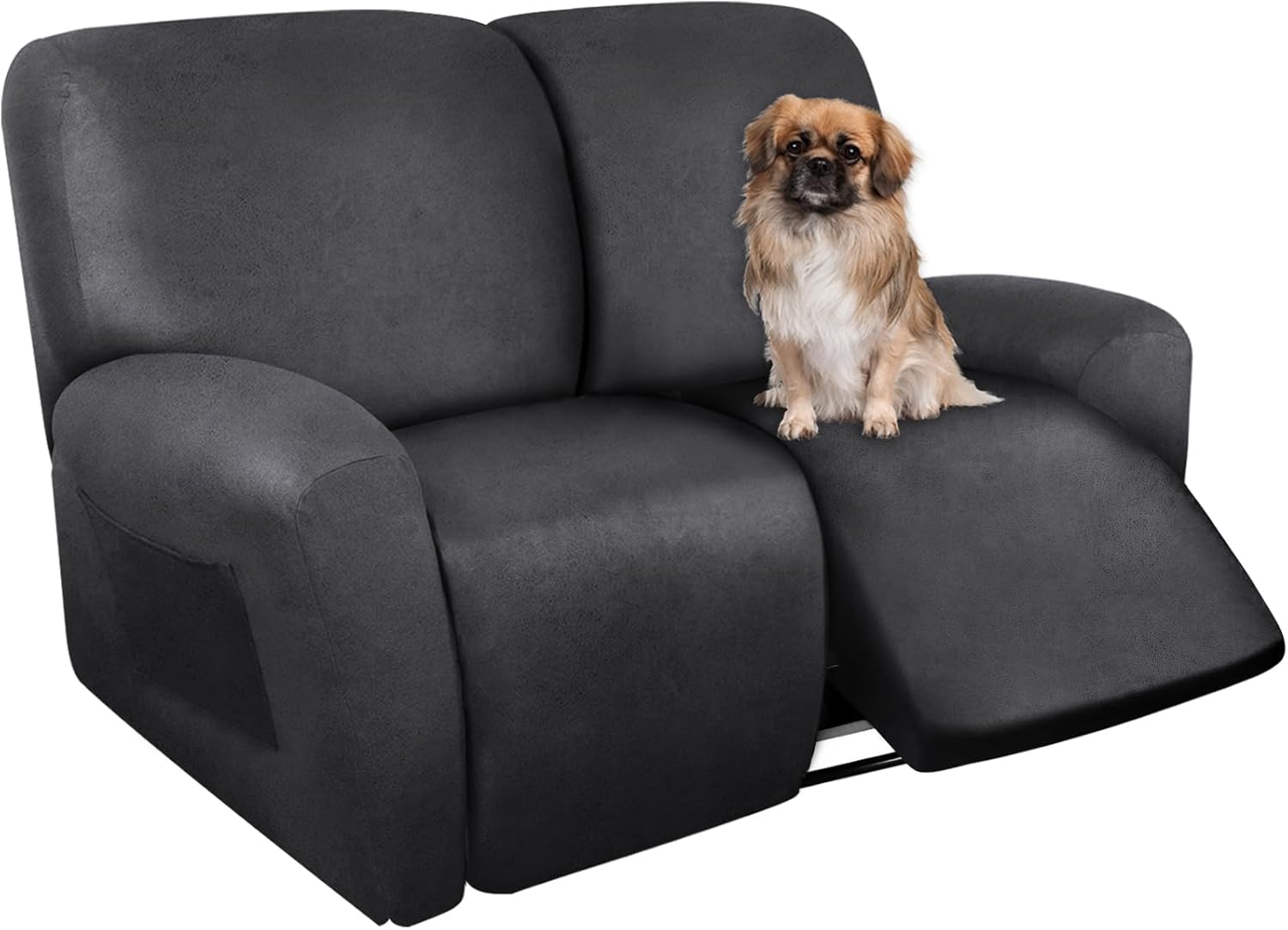 Leather Like Recliner Chair Covers Heavy Duty, 4 Pieces Lazy Boy Recliner Cover for Recliner Chair, Leather Cover for Recliner slipcovers Washable for Pets (Dark Brown)