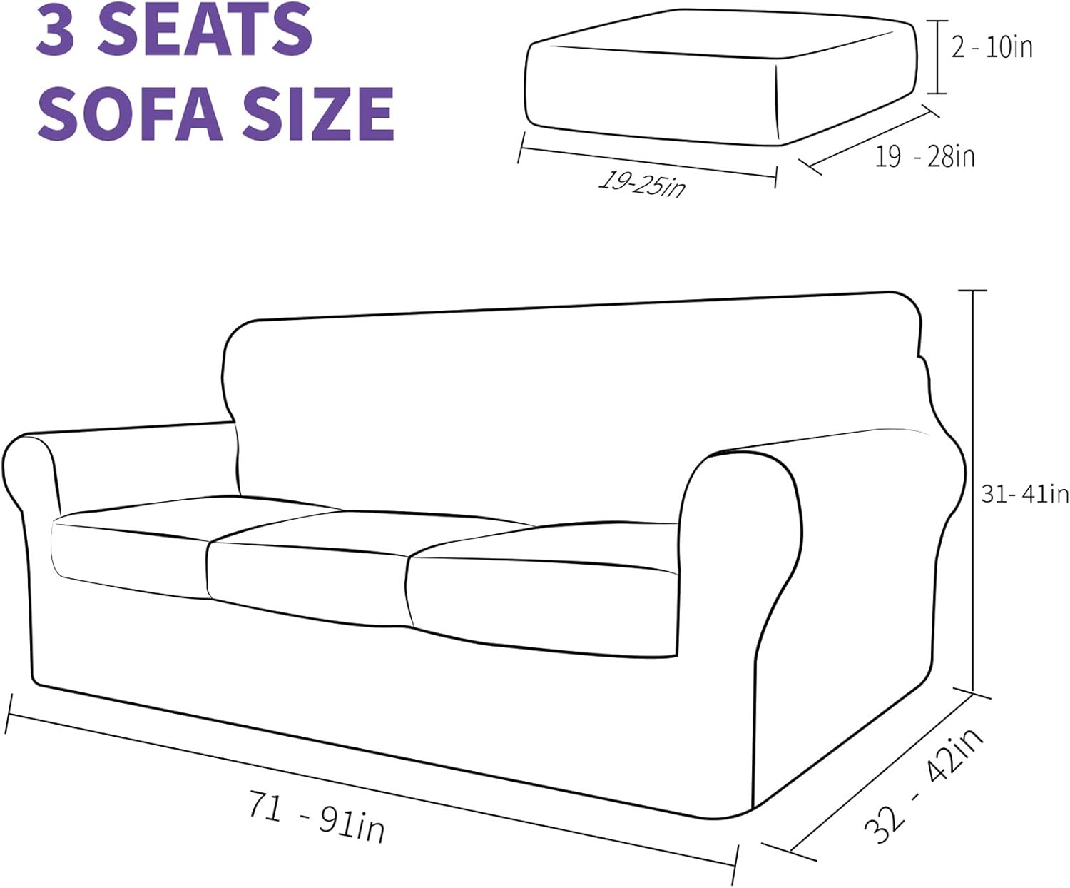 ZNSAYOTX 2 Piece Chair Covers for Living Room with Arms Anti Slip Stretch Arm Chair Slipcovers Sofa Armchair Slipcover Machine Washable Furniture Protector (Black and White, Chair)