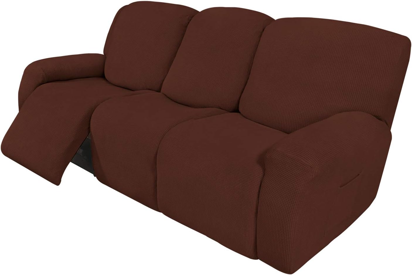 Easy-Going Recliner Stretch Sofa Slipcover Sofa Cover 4-Pieces Furniture Protector Couch Soft with Elastic Bottom, Spandex Jacquard Fabric Small Checks(Recliner,Dark Gray)