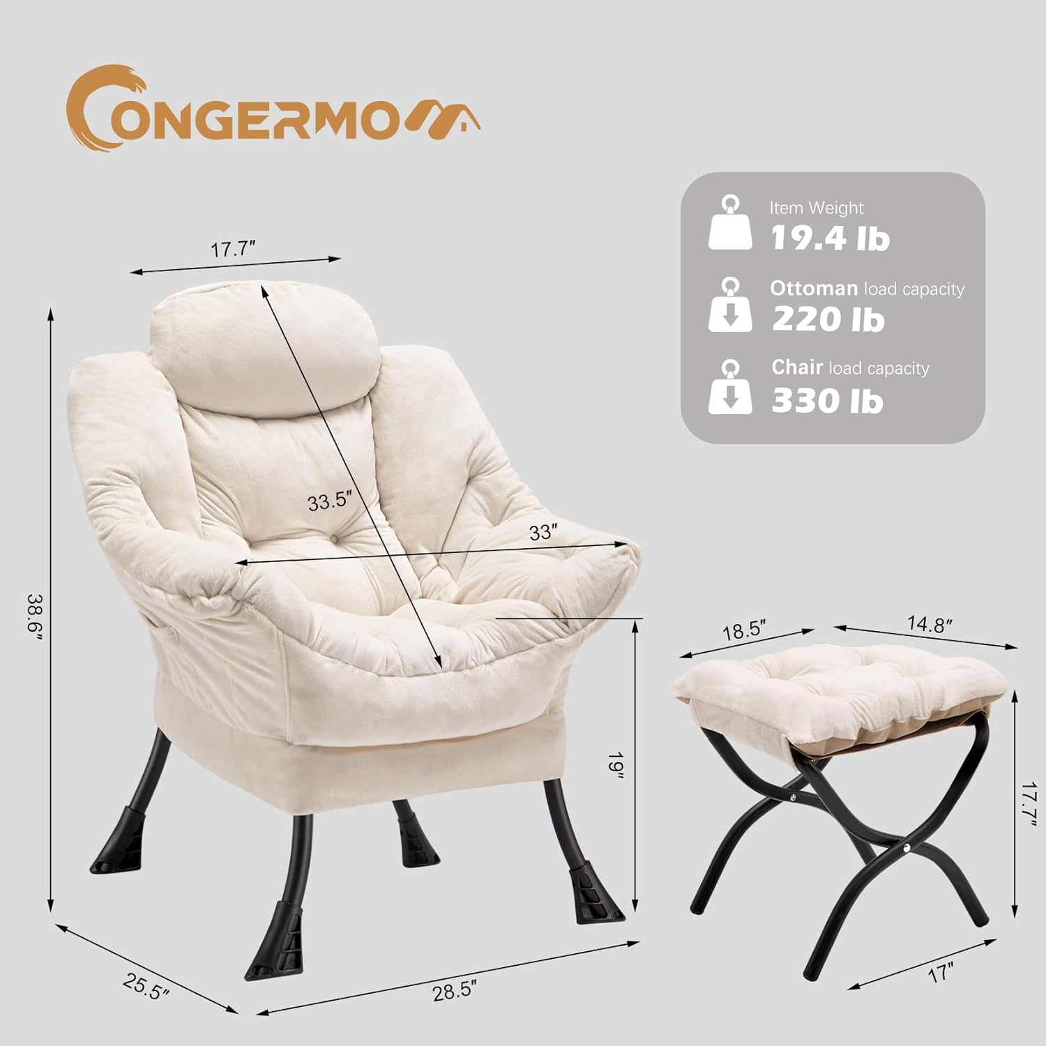 Lazy Chair with Folding Ottoman