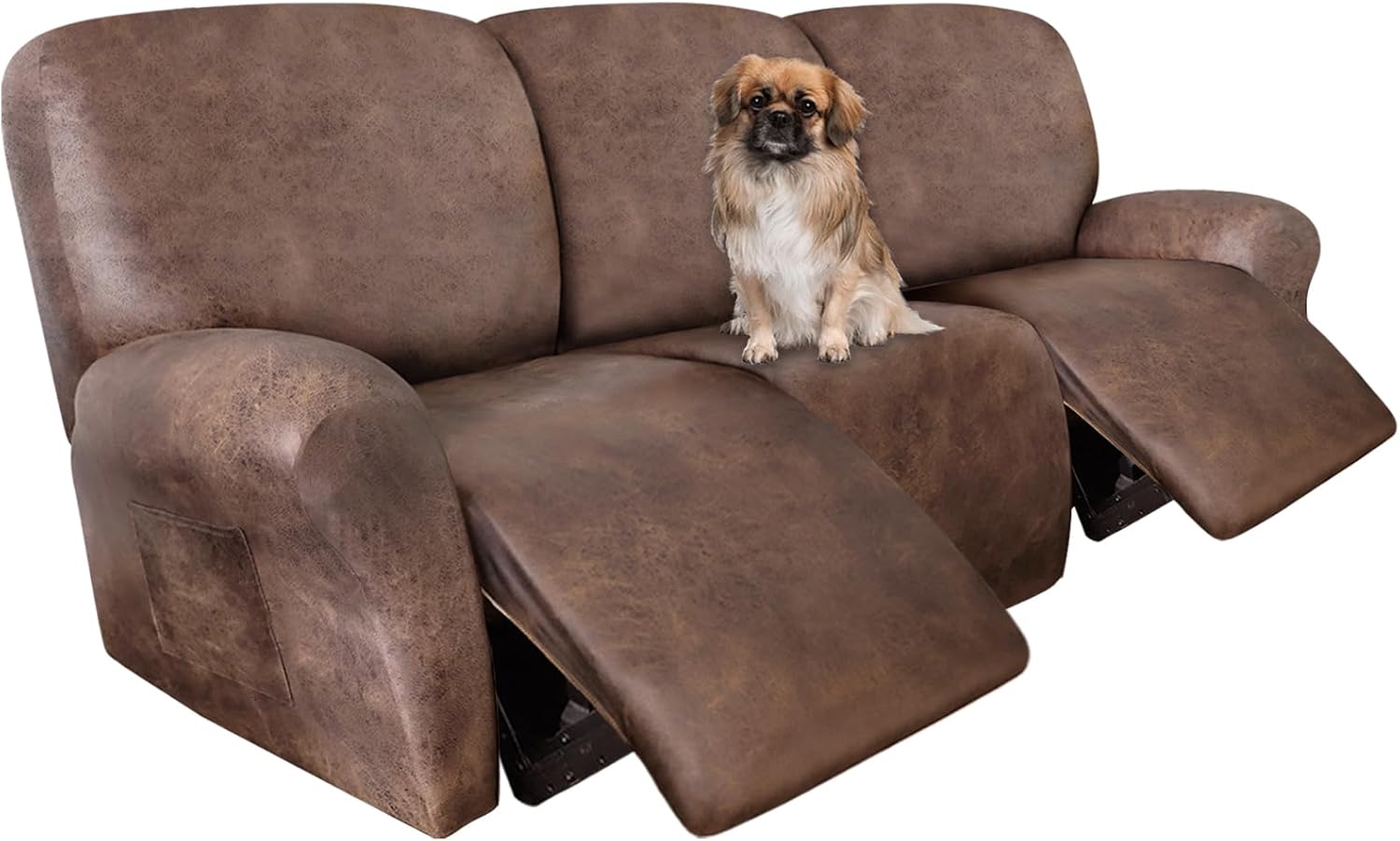 Leather Like Recliner Chair Covers Heavy Duty, 4 Pieces Lazy Boy Recliner Cover for Recliner Chair, Leather Cover for Recliner slipcovers Washable for Pets (Dark Brown)