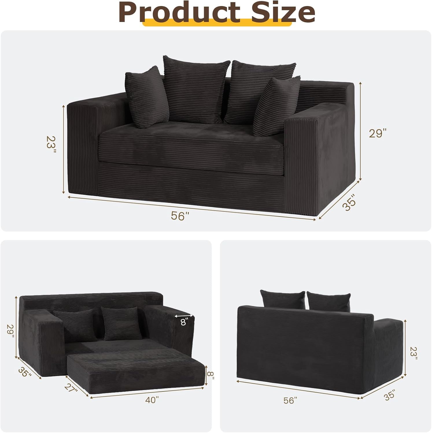 3 in 1 Loveseat Folding Couch