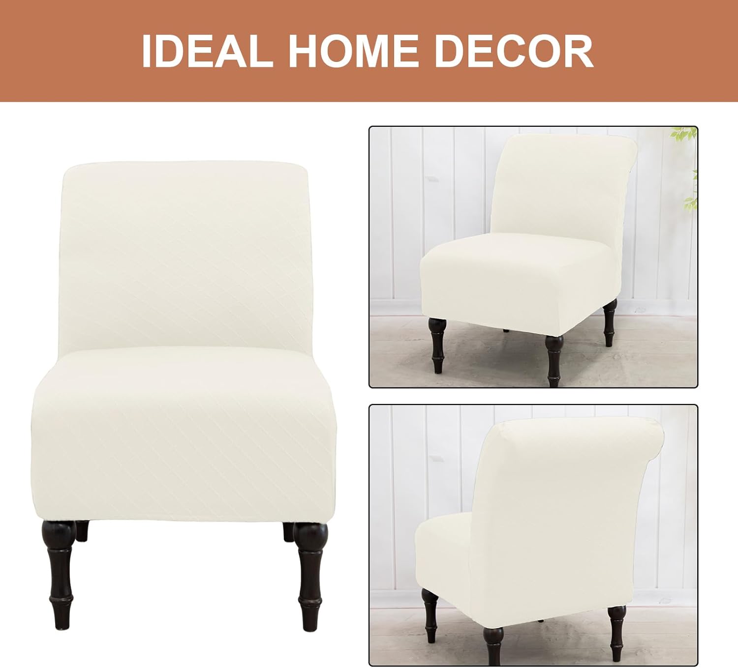 Eco-Ancheng Armless Chair Slipcover Removable Armless Accent Chairs Covers Washable Armless Slipper Chair Slipcover Printed Armless Chair Furniture Protector Covers for Living Dining Room Hotel