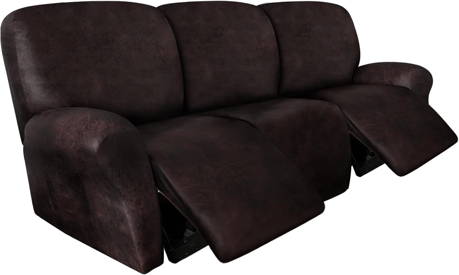 Leather Like Recliner Chair Covers Heavy Duty, 4 Pieces Lazy Boy Recliner Cover for Recliner Chair, Leather Cover for Recliner slipcovers Washable for Pets (Dark Brown)