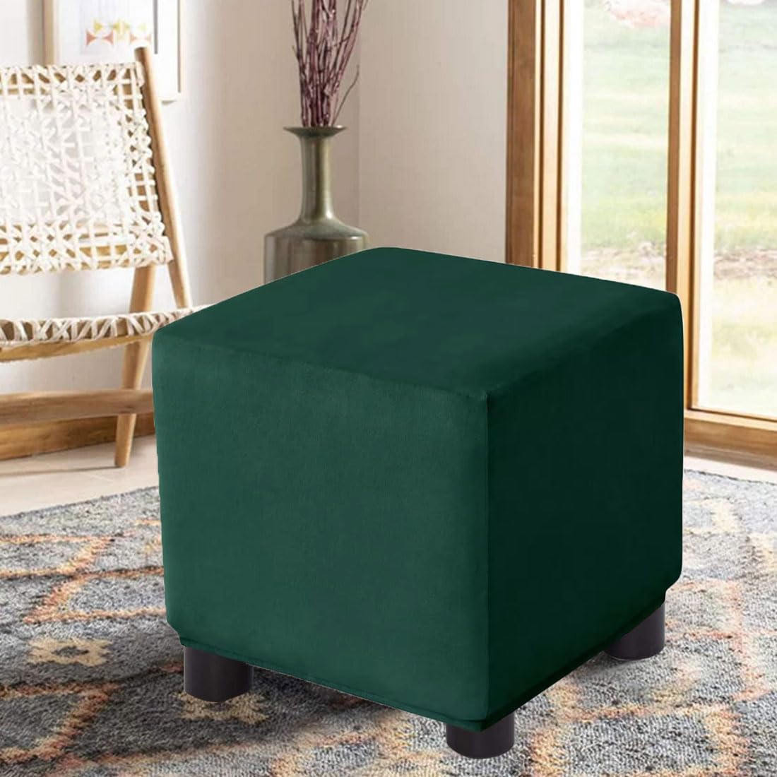 Ottoman Cover Square Velvet Storage