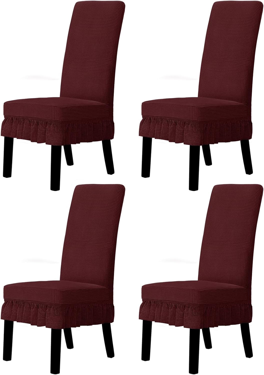 Easy-Going Dining Chair Covers Stretch Parsons Chair Slipcover with Skirt Chair Covers for Dining Room Restaurant Banquet (2 PCS, Light Gray)