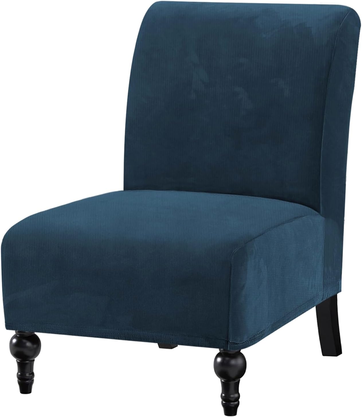 H.VERSAILTEX Armless Accent Chair Covers Thick Velvet Armless Chair Slipcovers High Stretch Chair Covers for Living Room Hotel Machine Washable Furniture Protector with Elastic Bottom, Ivory