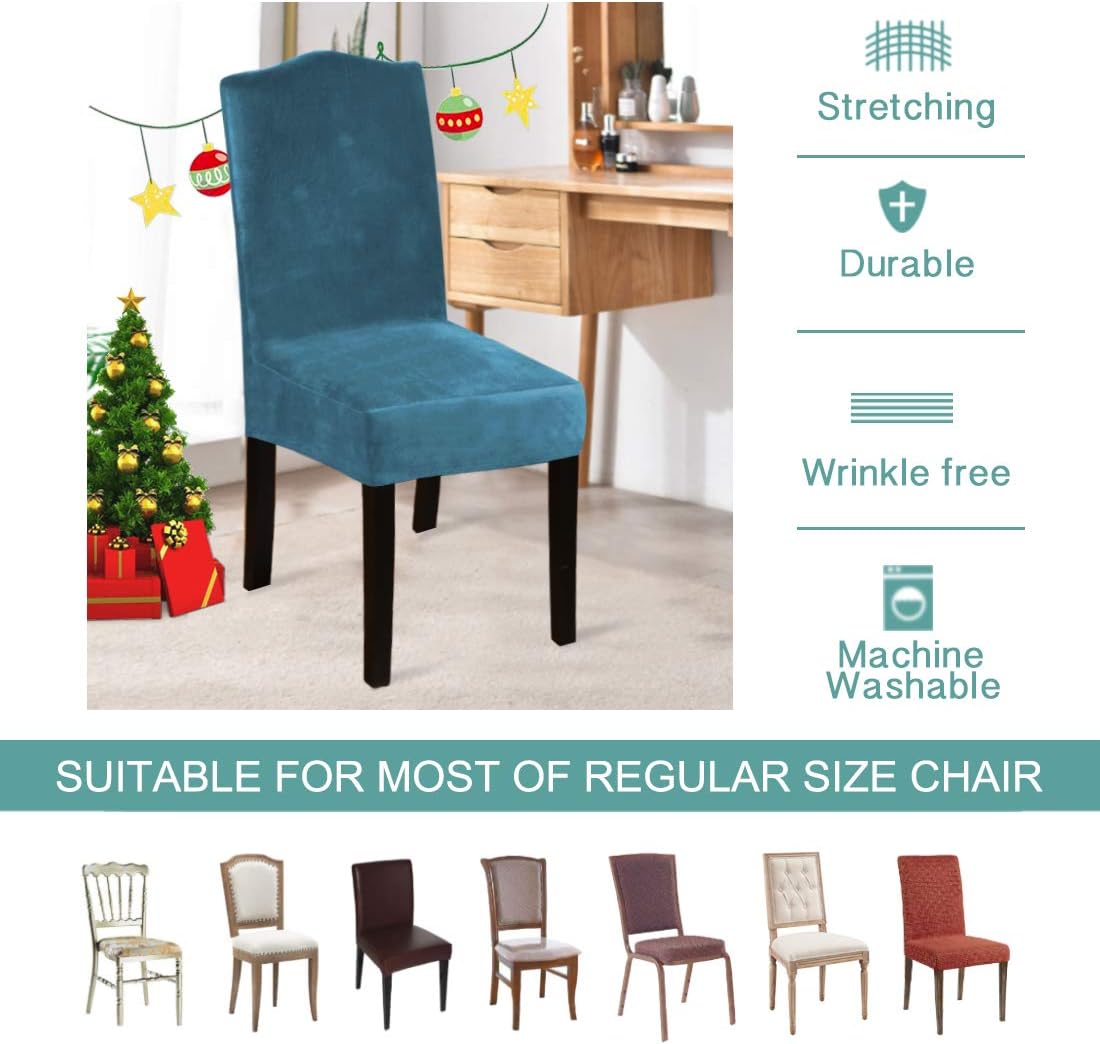 Turquoize Dining Chair Covers - Stretch, Removable, Set of 2 - Parson Dining Chair Protector Covers for Home, Hotel, Ceremony (2, Biscotti Beige)