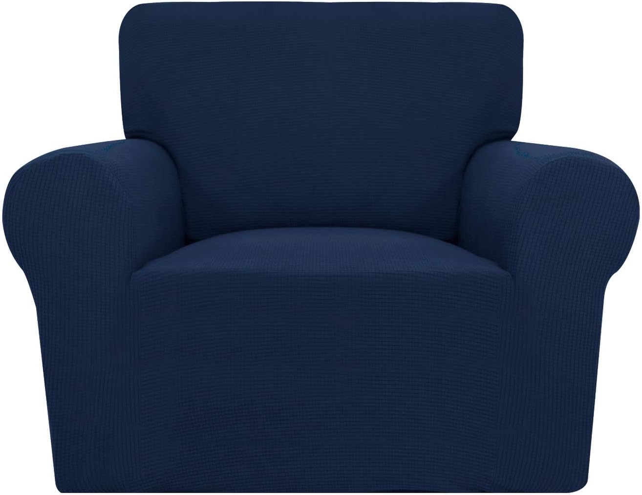 PureFit Stretch Chair Sofa Slipcover – Spandex Jacquard Non Slip Soft Couch Sofa Cover, Washable Furniture Protector with Non Skid Foam and Elastic Bottom for Kids (Chair, Dark Gray)