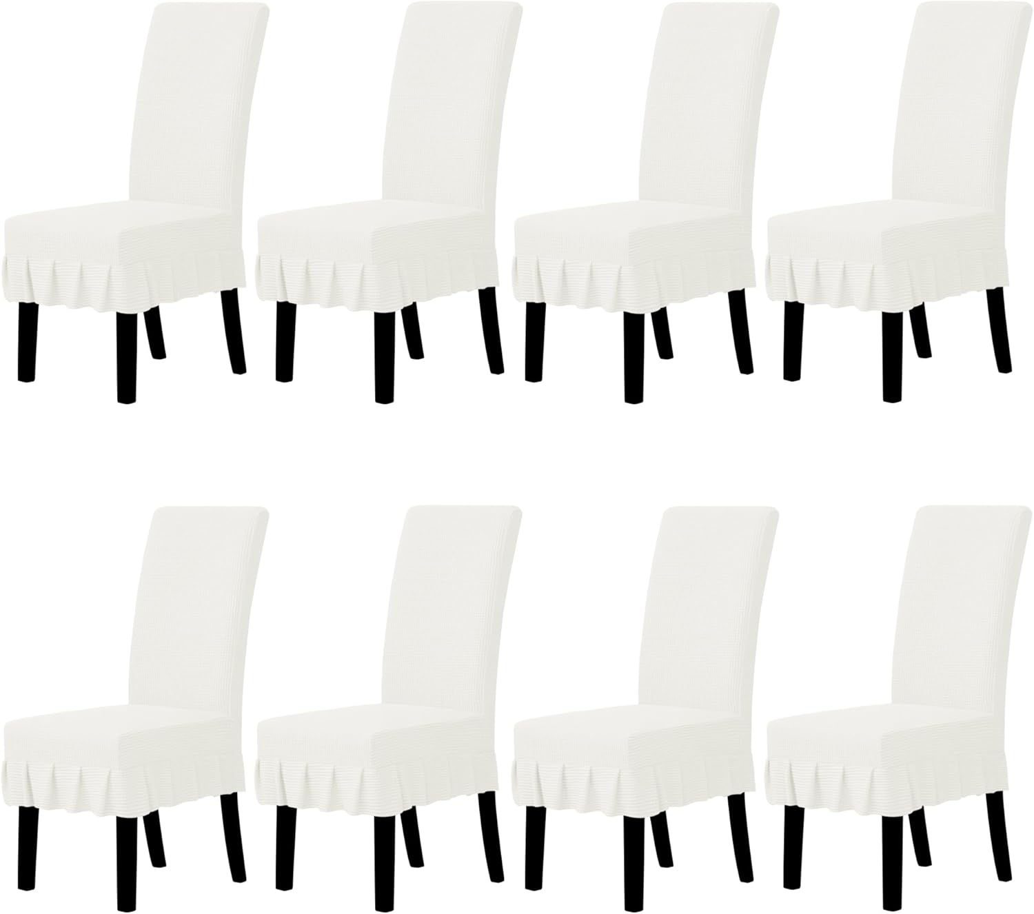 Easy-Going Dining Chair Covers Stretch Parsons Chair Slipcover with Skirt Chair Covers for Dining Room Restaurant Banquet (2 PCS, Light Gray)