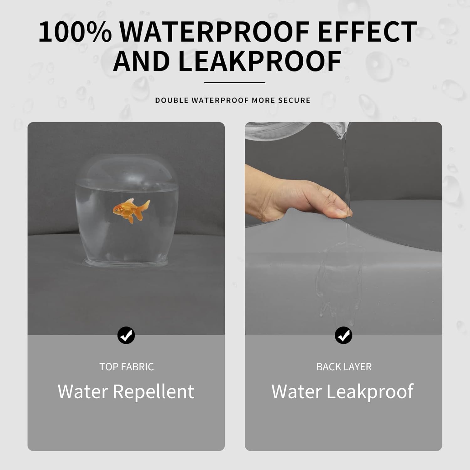 Easy-Going 100% Dual Waterproof 2 Pieces Chair Cover Stretch Soft Couch Cover for Dogs, Sofa Slipcover for 1 Separate Cushion Couch Leakproof Furniture Protector for Kids, Pets Grayish Green