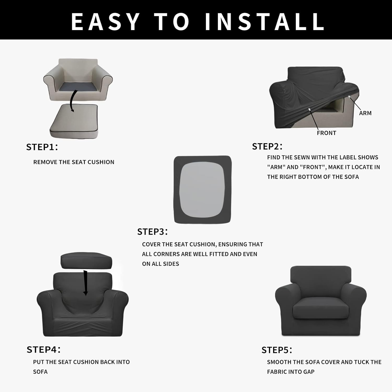 Easy-Going 100% Dual Waterproof 2 Pieces Chair Cover Stretch Soft Couch Cover for Dogs, Sofa Slipcover for 1 Separate Cushion Couch Leakproof Furniture Protector for Kids, Pets Grayish Green