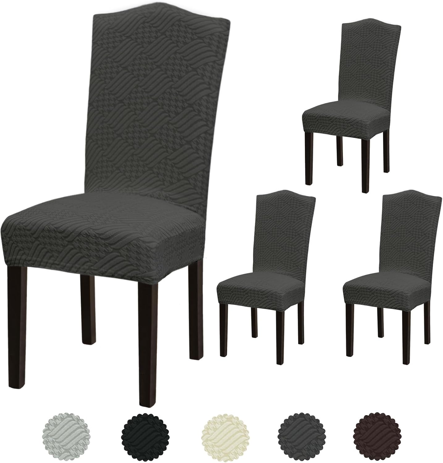 Stretch Dining Room Chair Covers Set of 6, Removable Washable Chair Covers for Dining Chairs,Dining Room, Hotel, Ceremony