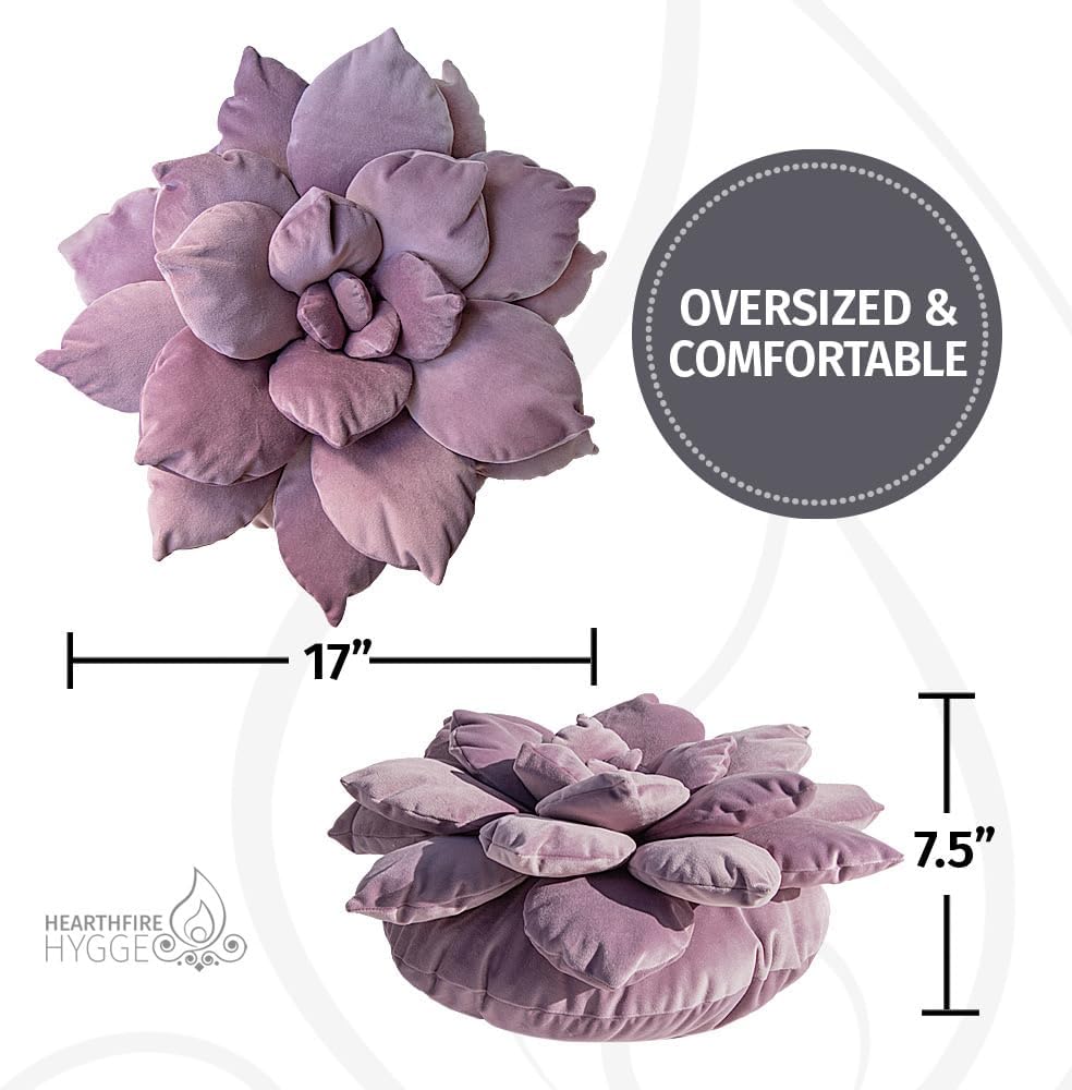3D 17" Purple Succulent Pillow