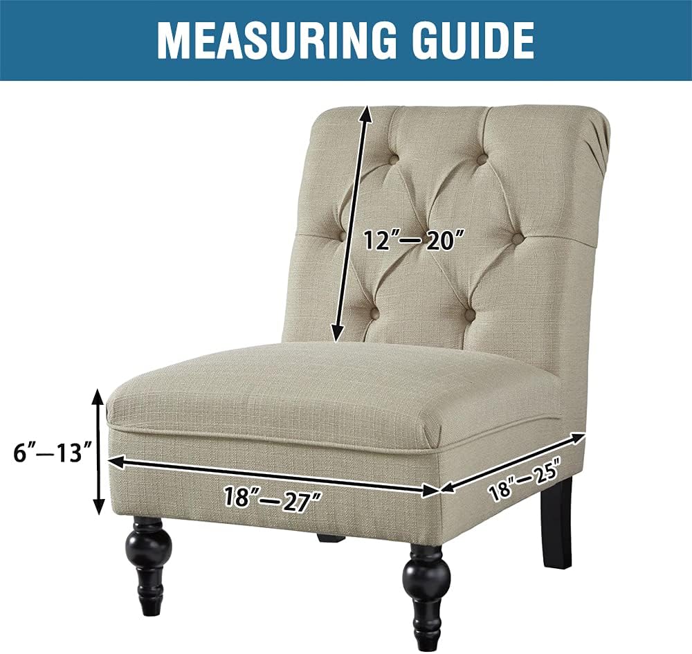 H.VERSAILTEX Armless Accent Chair Covers Thick Velvet Armless Chair Slipcovers High Stretch Chair Covers for Living Room Hotel Machine Washable Furniture Protector with Elastic Bottom, Ivory