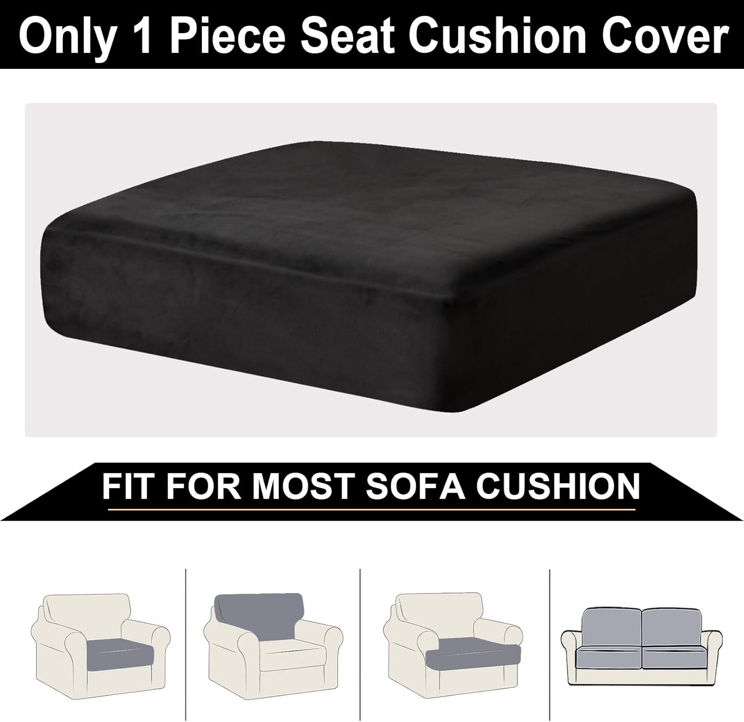 NAISI Sectional Couch Cover 4 Pieces Velvet Separate Couch Cushion Covers L Shape Soft Stretch Sofa Slipcovers with 2pcs Pillowcases for Left/Right Chaise Sectional Couch(3 Seater+1 Chaise,Dark Grey)