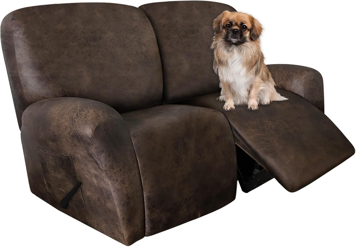 Leather Like Recliner Chair Covers Heavy Duty, 4 Pieces Lazy Boy Recliner Cover for Recliner Chair, Leather Cover for Recliner slipcovers Washable for Pets (Dark Brown)
