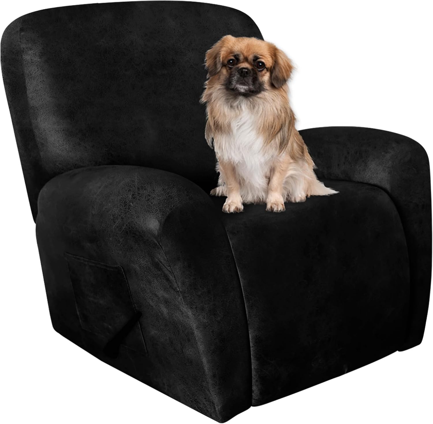 Leather Like Recliner Chair Covers Heavy Duty, 4 Pieces Lazy Boy Recliner Cover for Recliner Chair, Leather Cover for Recliner slipcovers Washable for Pets (Dark Brown)