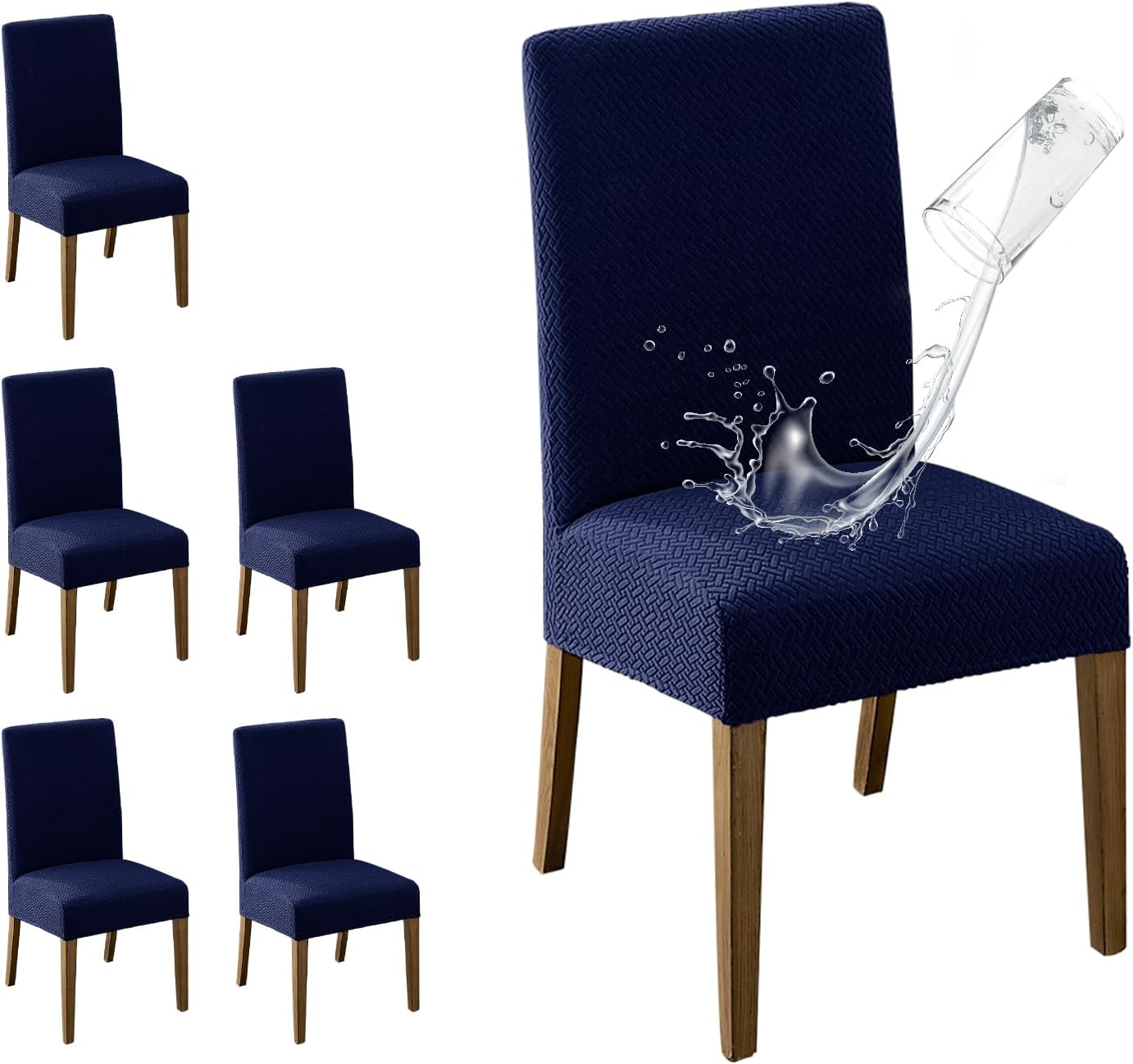 MOSAYT 100% Waterproof Dining Room Chair Covers Set of 4, Super Fit Stretch Jacquard Parson Chairs Slipcovers Removable Washable Chair Seat Protectors for Home, Kitchen, Banquet (Beige)