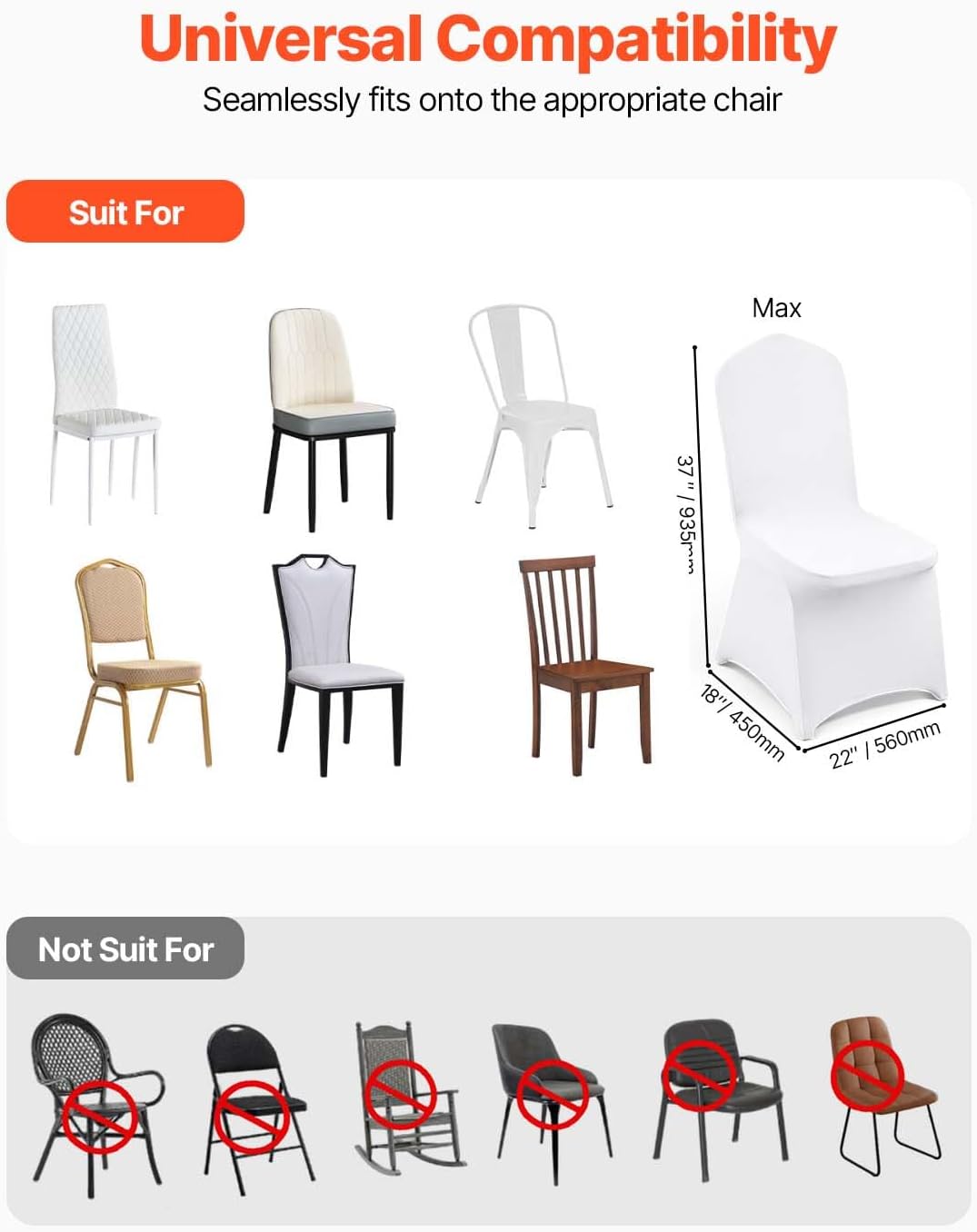 100 Pcs White Chair Covers