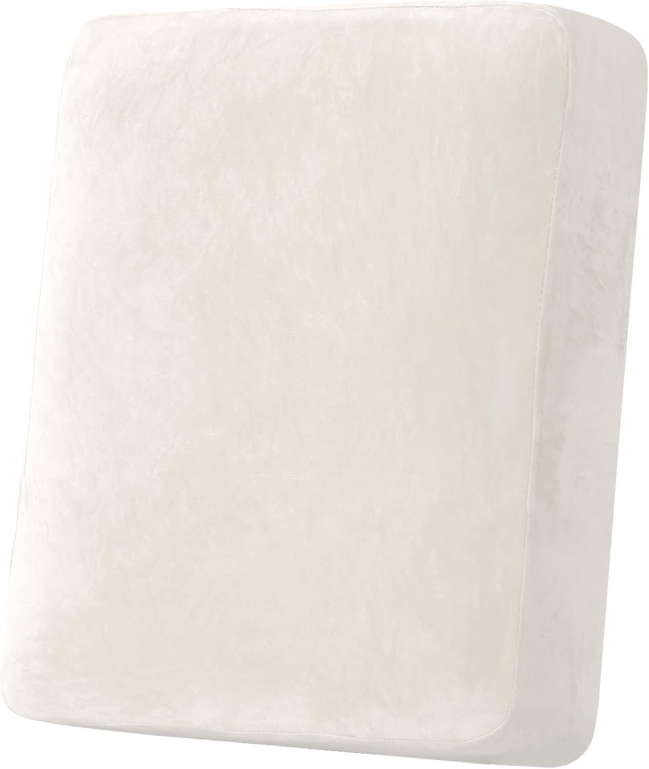 H.VERSAILTEX Velvet Stretch Couch Cushion Cover Plush Cushion Slipcover for Chair Loveseat Sofa Cushion Furniture Protector Seat Cushion Sofa Cover (3 Piece Sofa Cushion Covers, Ivory)