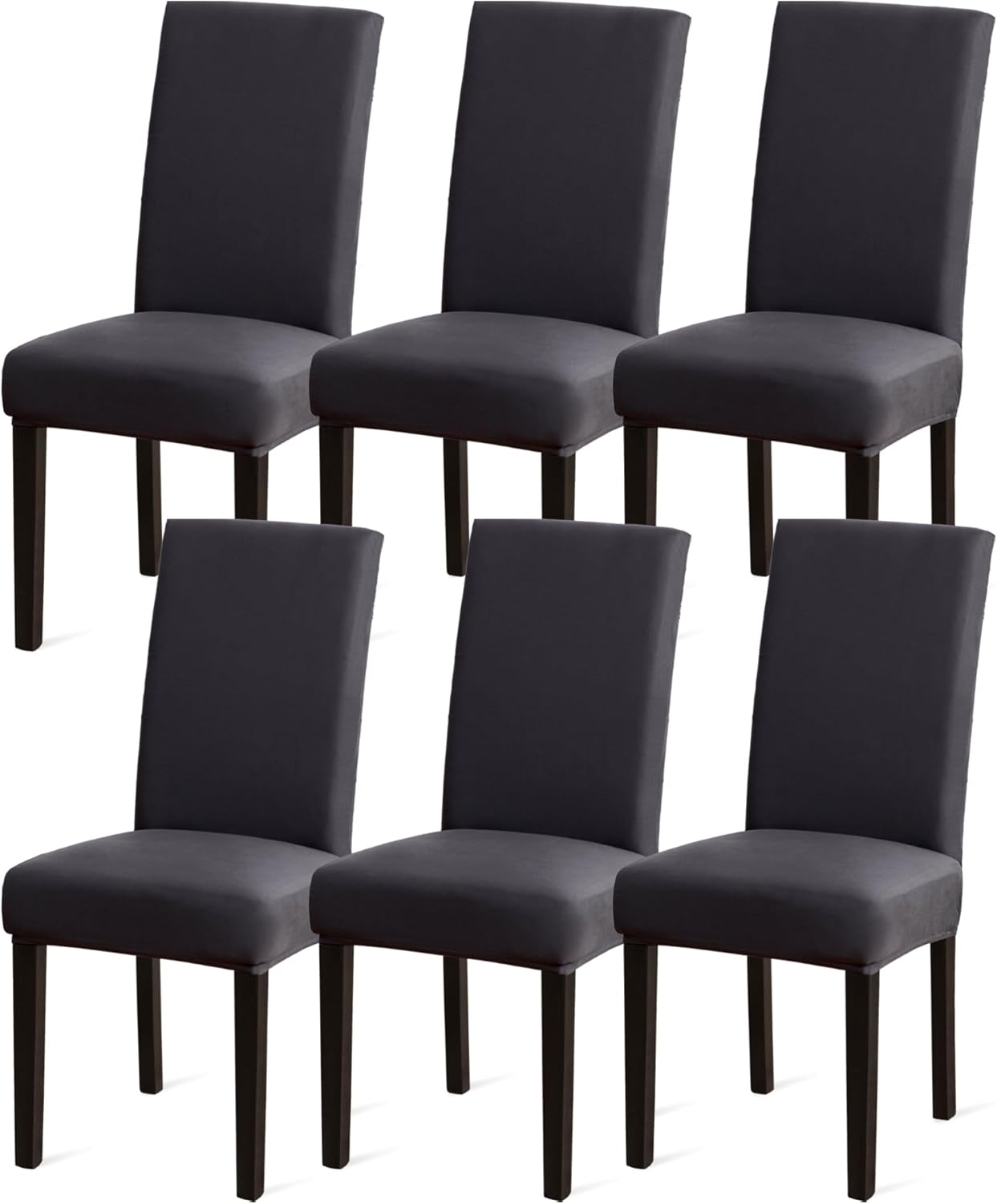 Sufdari Dining Chair Covers,Kitchen Cover,Parsons Slipcover,Spandex Protectors for Room Stretch Chairs Cover Set of 4 -Gray