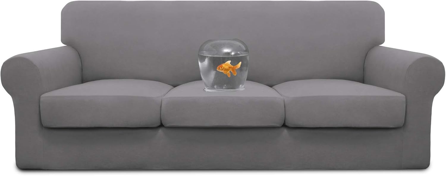 Easy-Going 100% Dual Waterproof 2 Pieces Chair Cover Stretch Soft Couch Cover for Dogs, Sofa Slipcover for 1 Separate Cushion Couch Leakproof Furniture Protector for Kids, Pets Grayish Green